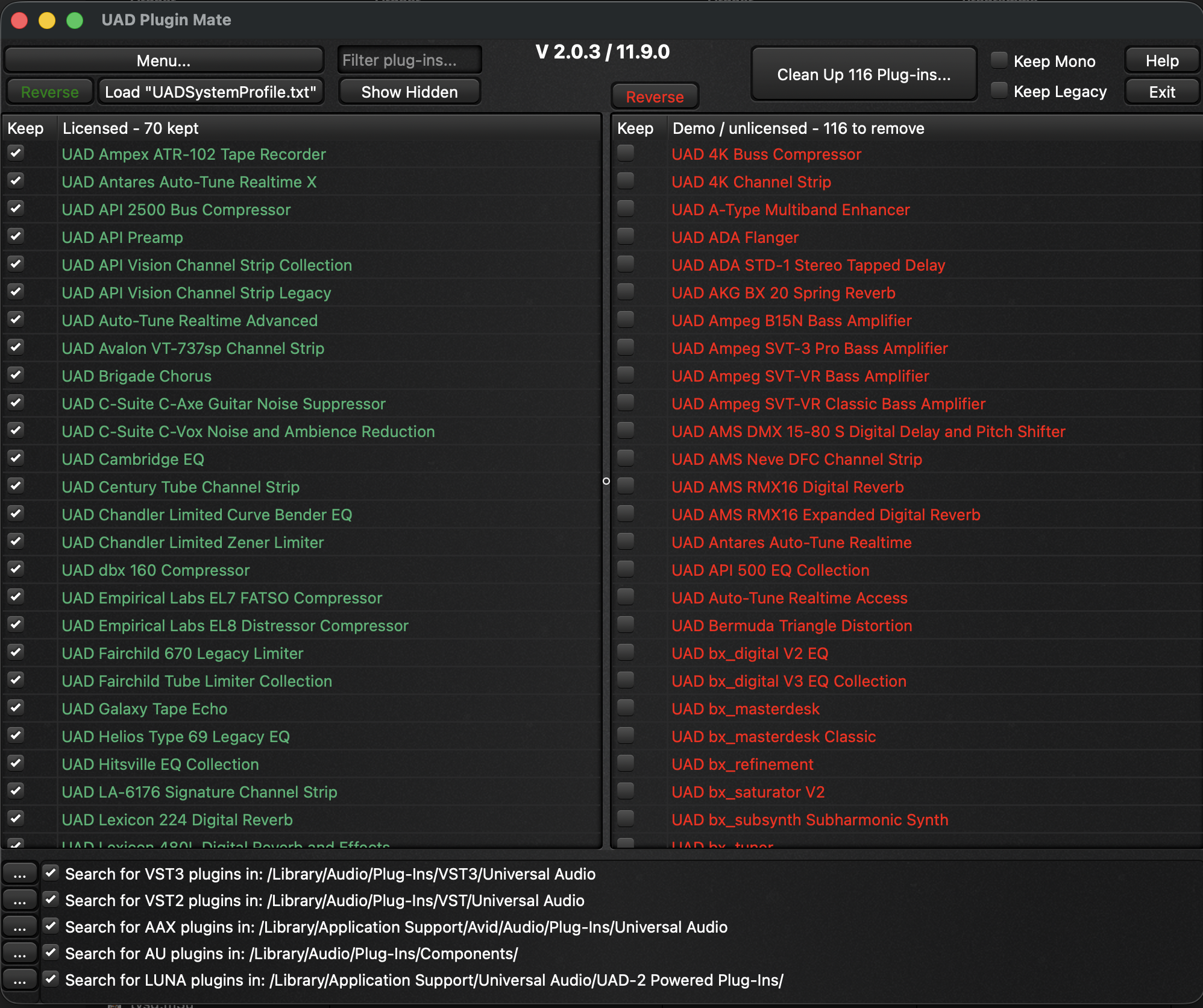 UAD Plugin Mate application screenshot